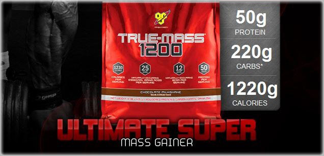 true mass 1200 bsn integratore gainer ricco in proteine e carboidrati ideale nel post-workout per aumentare la massa muscolare