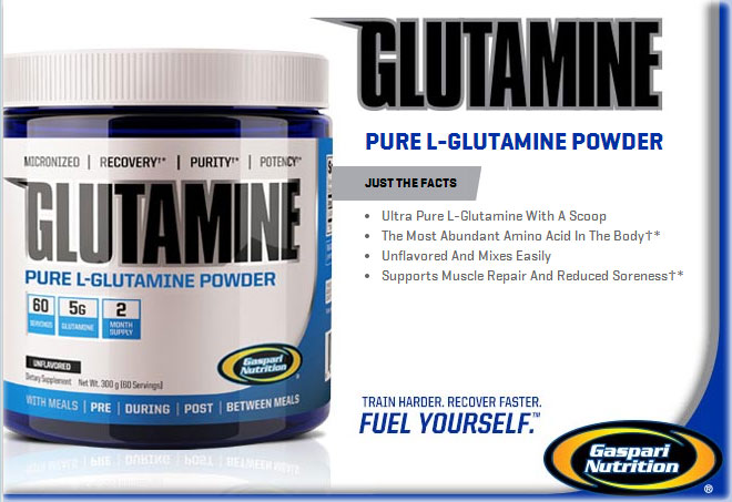 più crescita muscolare e migliore recupero con gaspari glutamine