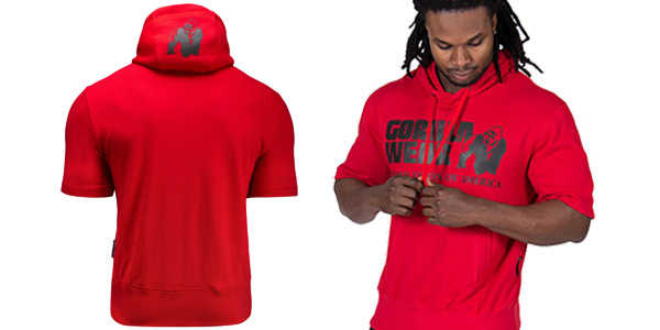 Boston Short Sleeve Hoodie Red gorilla wear felpa smanicata