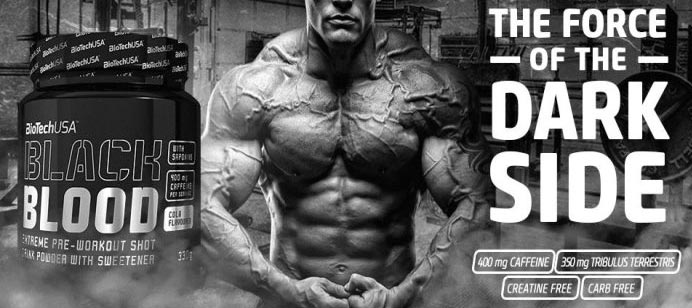 black blood caf+ 300g integratore pre workout della biotech usa utile per migliorare energia e resistenza in allenamento