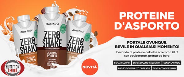 Zero Shake 330ml proteine da asporto a base di proteine del latte, senza glutine ne lattosio