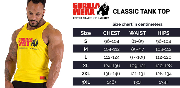 classic tank top gorilla wear giuda taglie