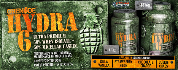 hydra 6 grenade proteina in polvere whey caseine ratio 1-1