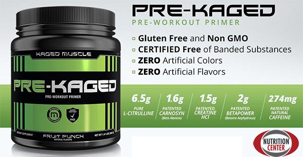 Pre-Kaged integratore pre allenamento con citrullina, vcaffeina, beta alanina e molti altri composti anabolici ed eergogenici