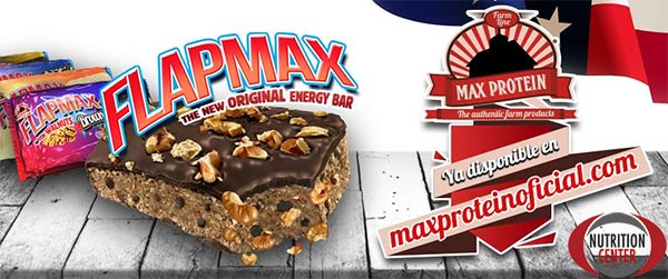 FlapMax Flapjack barretta energetica ricca anche di proteine da diverse fonti, fibra alimentare e antiossidanti, con pezzi di biscotto