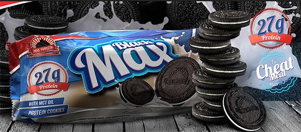 black max biscotto proteico simile all'oreo con 27 gr di proteine vegetali e basso apporto di zuccheri ideale come spuntino