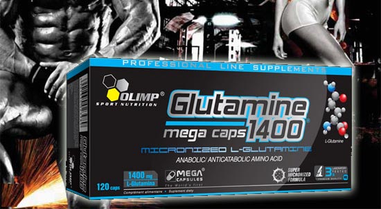 glutamine 1400 mega caps apporta un'elevata concentrazione di glutammina, un amminoacidi basilare per promuovere il recupero e aumentare la massa muscolare, prodotto dalla olimp