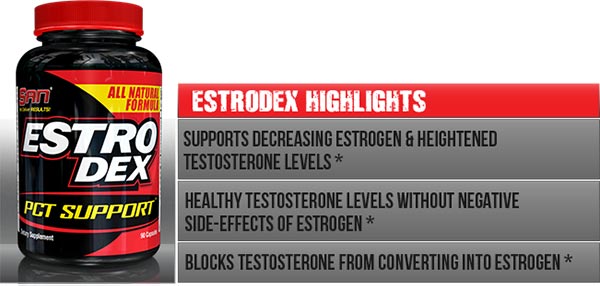 estrodex riduce la presenta degli estrogeni promuovendo la produzione naturale di testosterone aumentando al crescita muscolare