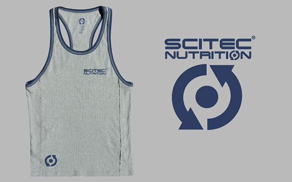 side star tank top canottiera della scitec nutrition grigia con scritte colore blu
