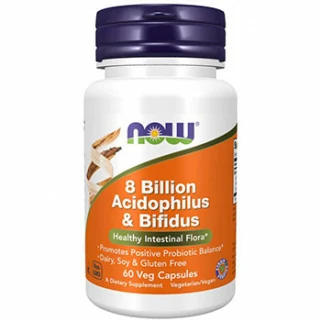 Acidophilus e Bifidus 8 Billion 60 cps now foods