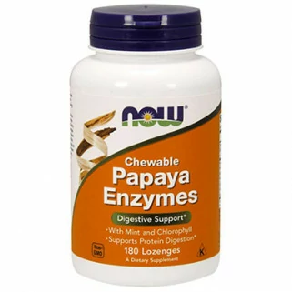 papaya enzymes 180 chewable now foods
